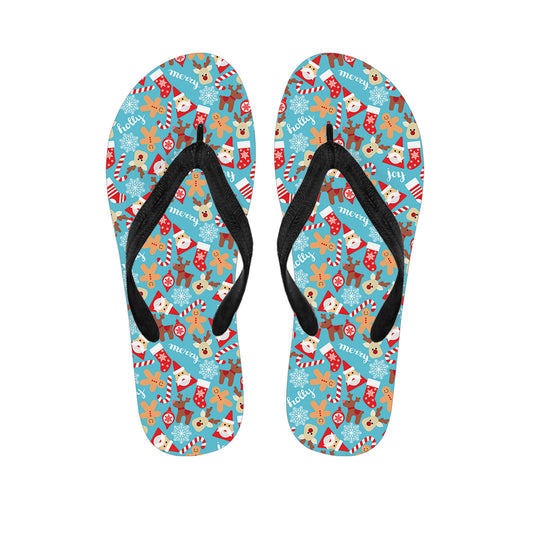 Cute Christmas Elements Pattern Print Flip Flops