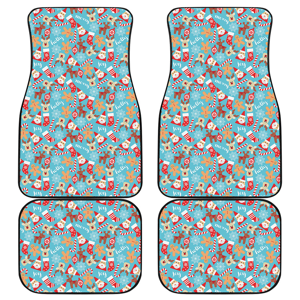 Cute Christmas Elements Pattern Print Front and Back Car Floor Mats