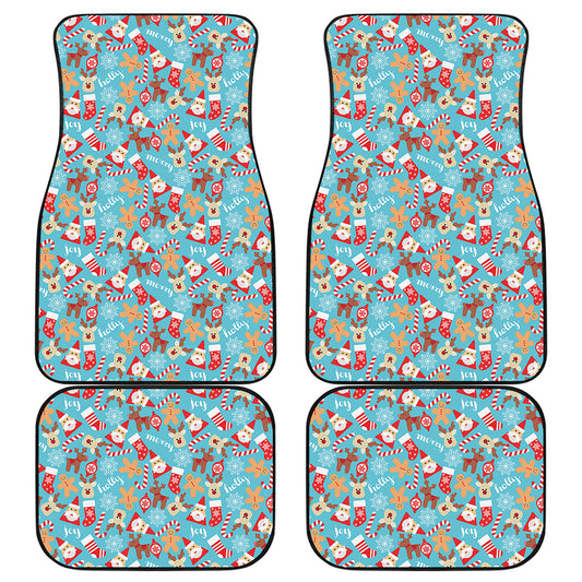 Cute Christmas Elements Pattern Print Front and Back Car Floor Mats