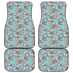 Cute Christmas Elements Pattern Print Front and Back Car Floor Mats