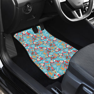 Cute Christmas Elements Pattern Print Front and Back Car Floor Mats