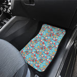 Cute Christmas Elements Pattern Print Front and Back Car Floor Mats