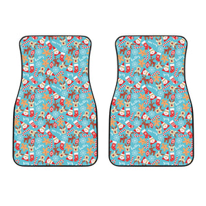 Cute Christmas Elements Pattern Print Front Car Floor Mats