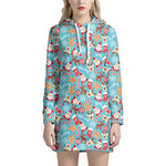 Cute Christmas Elements Pattern Print Hoodie Dress