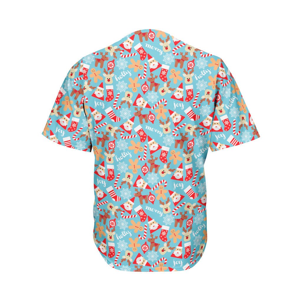 Cute Christmas Elements Pattern Print Men's Baseball Jersey