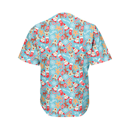 Cute Christmas Elements Pattern Print Men's Baseball Jersey