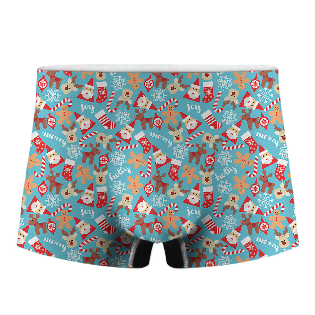 Cute Christmas Elements Pattern Print Men's Boxer Briefs