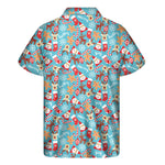 Cute Christmas Elements Pattern Print Men's Short Sleeve Shirt