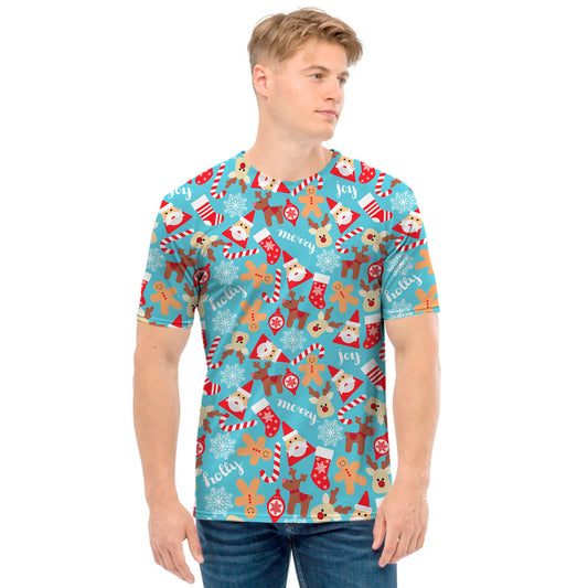 Cute Christmas Elements Pattern Print Men's T-Shirt