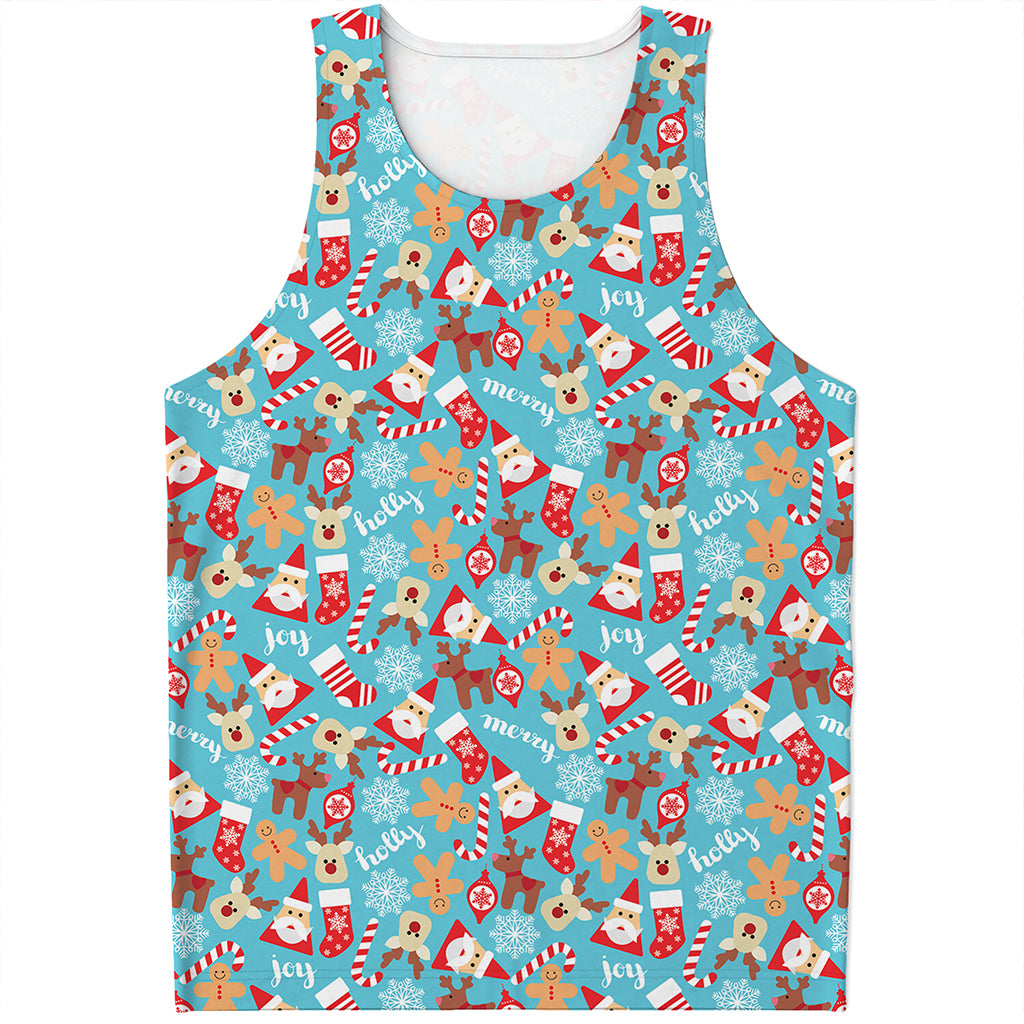 Cute Christmas Elements Pattern Print Men's Tank Top