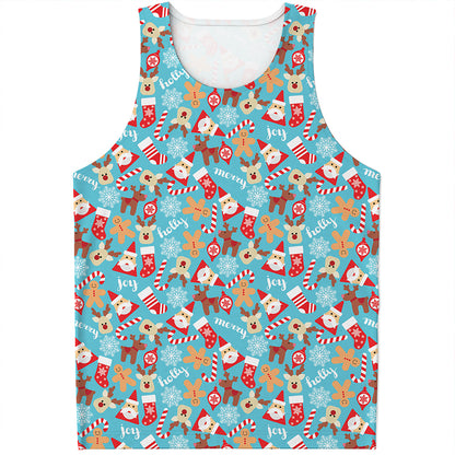 Cute Christmas Elements Pattern Print Men's Tank Top