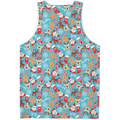 Cute Christmas Elements Pattern Print Men's Tank Top
