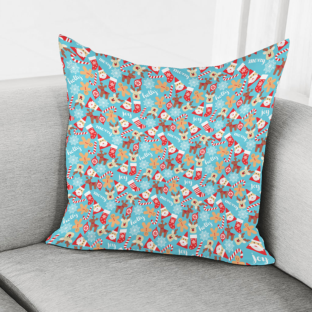 Cute Christmas Elements Pattern Print Pillow Cover