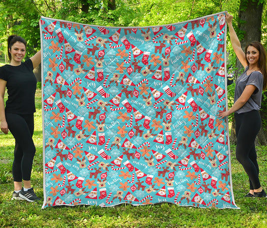 Cute Christmas Elements Pattern Print Quilt