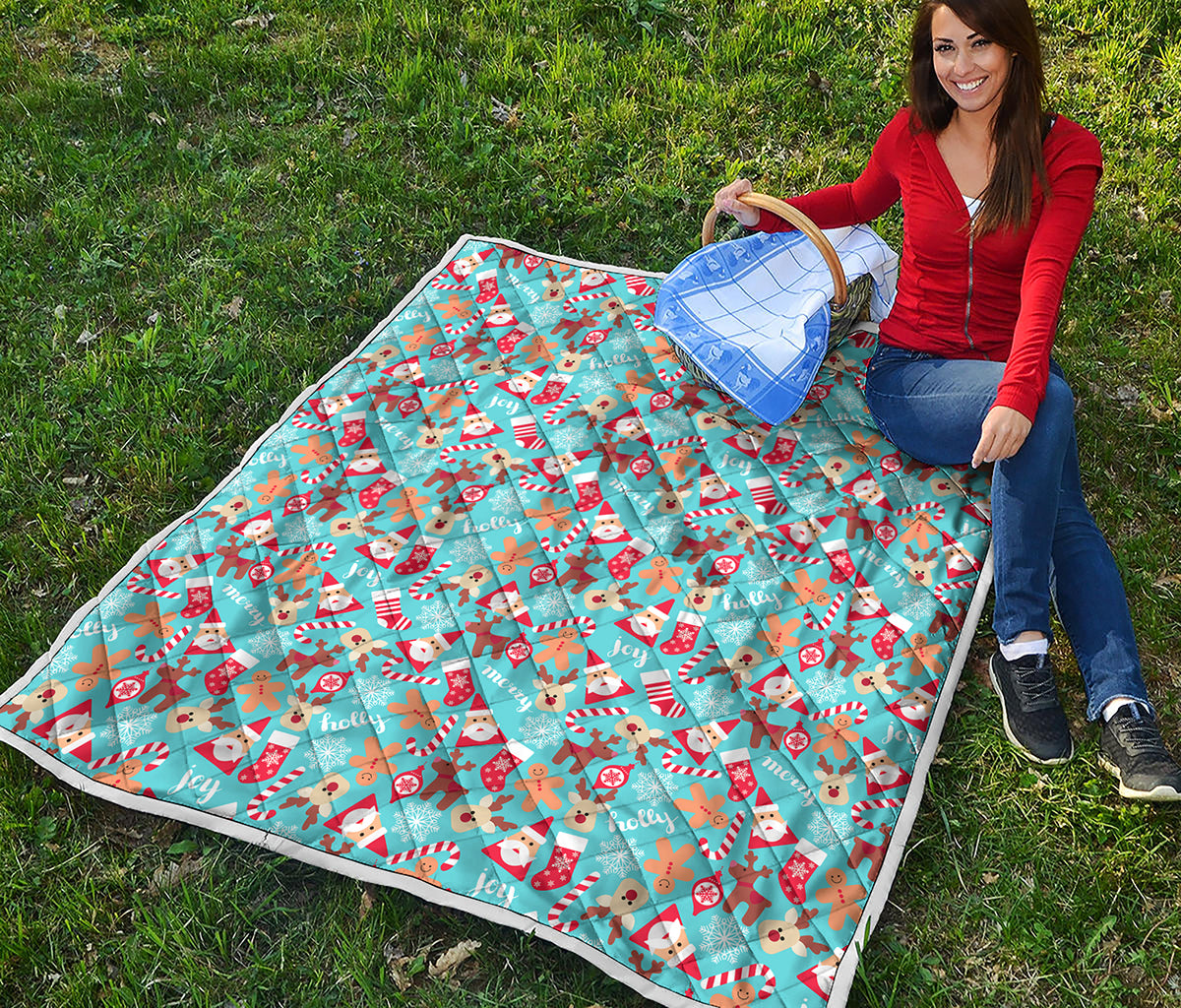 Cute Christmas Elements Pattern Print Quilt