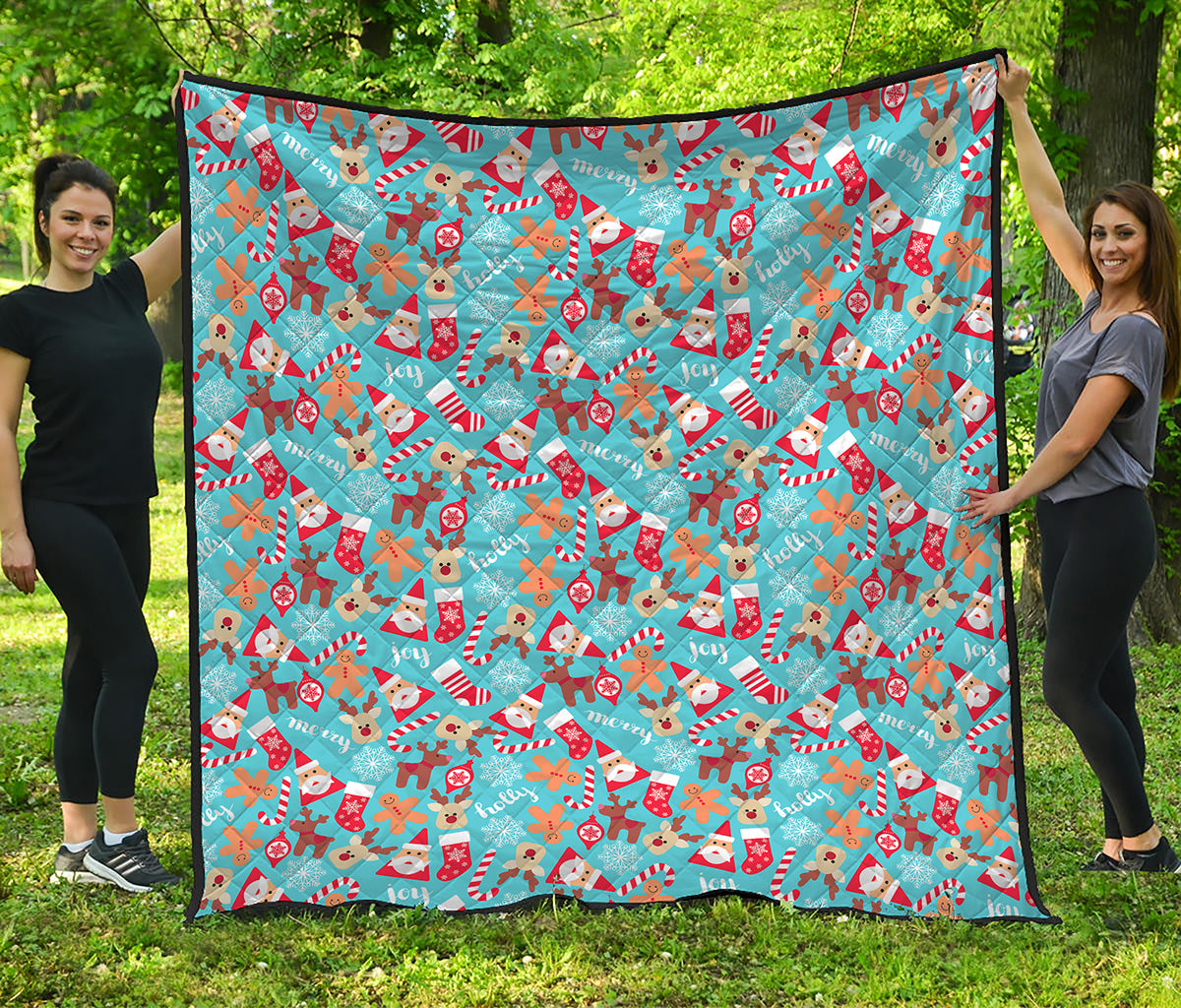 Cute Christmas Elements Pattern Print Quilt