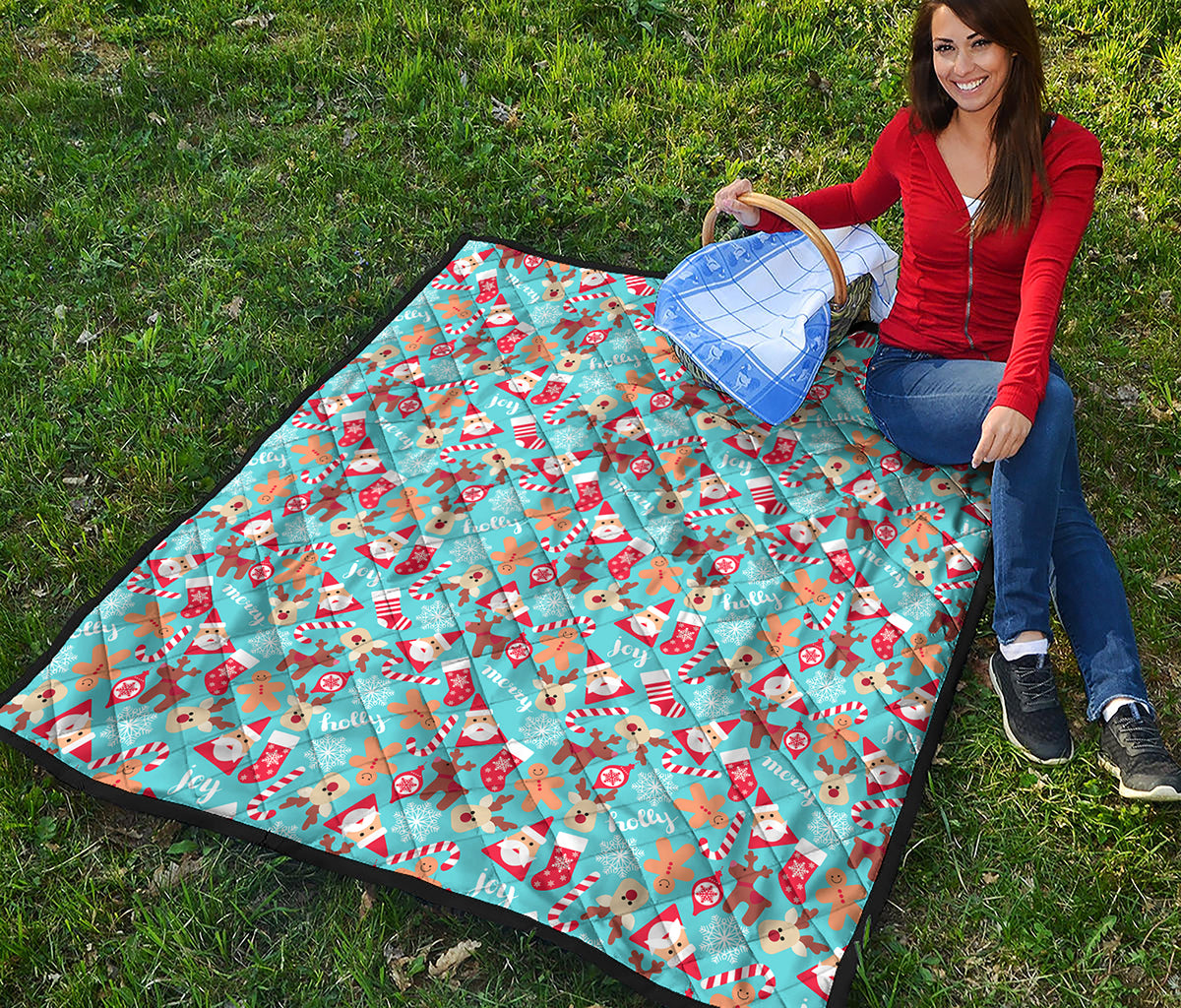 Cute Christmas Elements Pattern Print Quilt