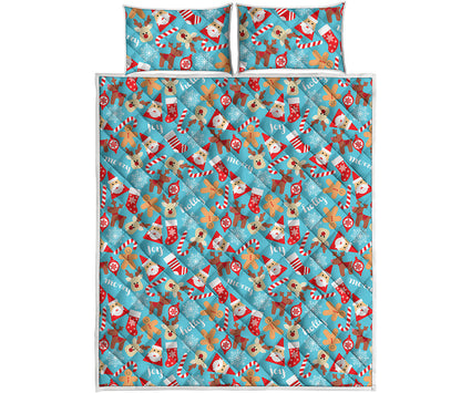 Cute Christmas Elements Pattern Print Quilt Bed Set