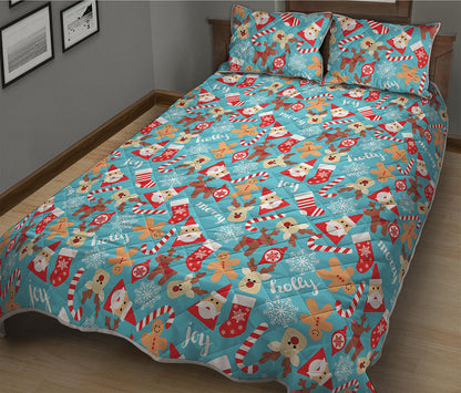 Cute Christmas Elements Pattern Print Quilt Bed Set