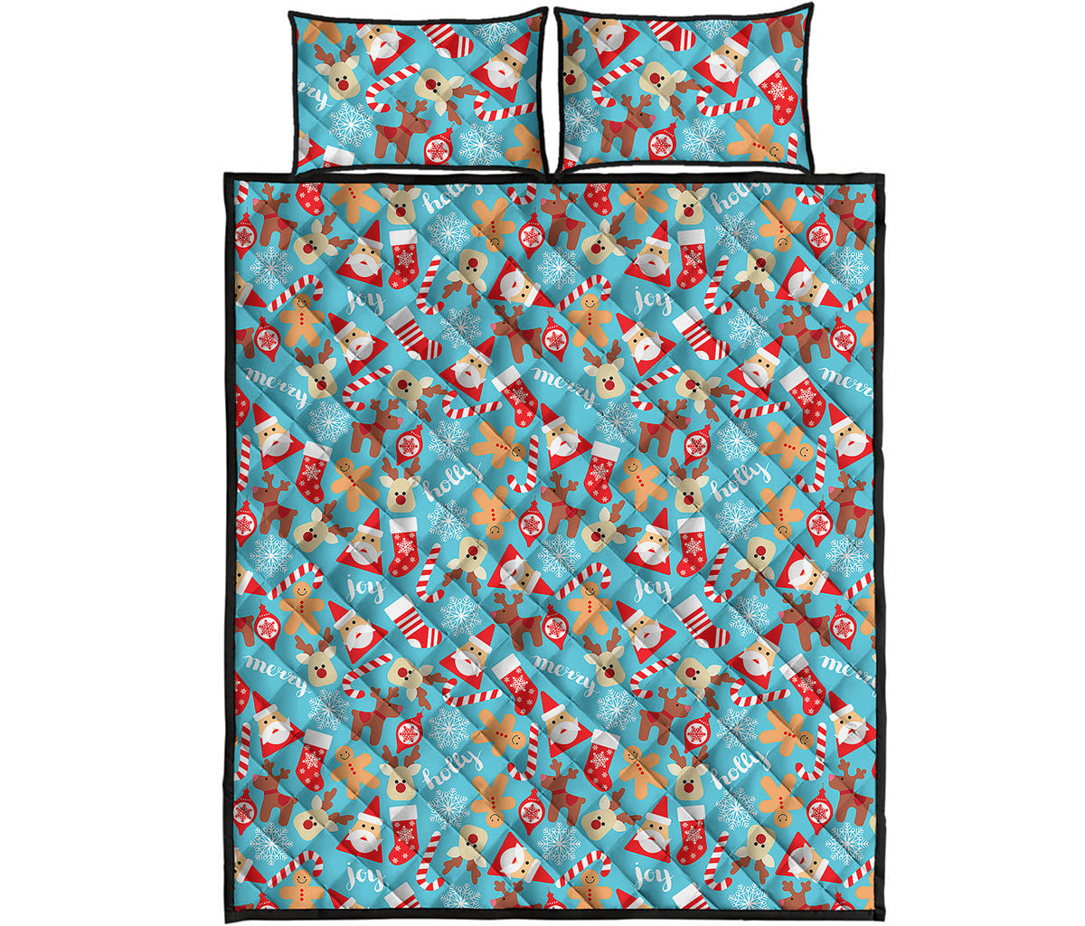 Cute Christmas Elements Pattern Print Quilt Bed Set