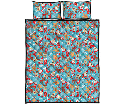Cute Christmas Elements Pattern Print Quilt Bed Set
