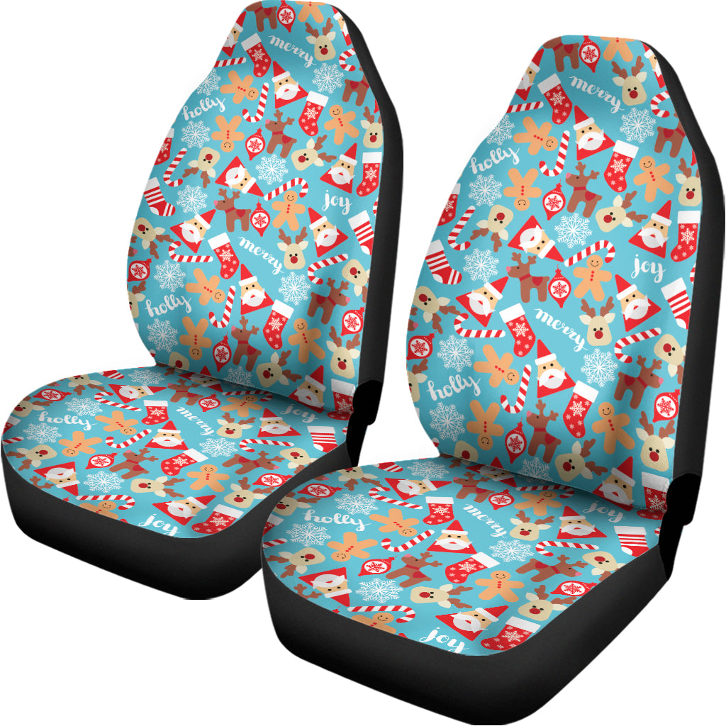 Cute Christmas Elements Pattern Print Universal Fit Car Seat Covers