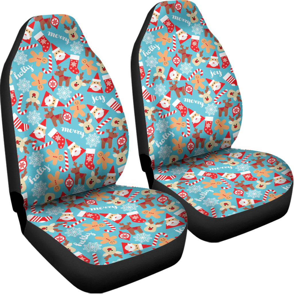 Cute Christmas Elements Pattern Print Universal Fit Car Seat Covers