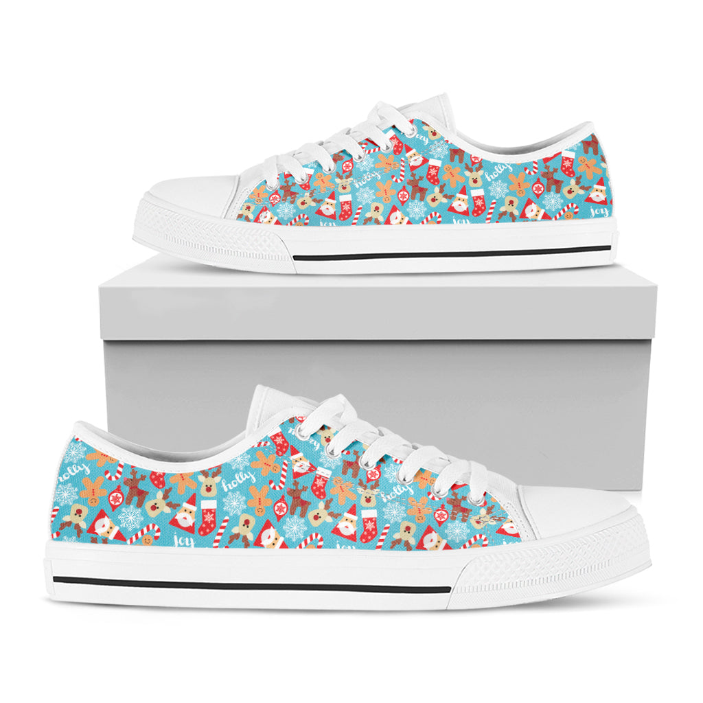 Cute Christmas Elements Pattern Print White Low Top Shoes