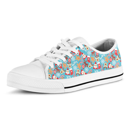 Cute Christmas Elements Pattern Print White Low Top Shoes