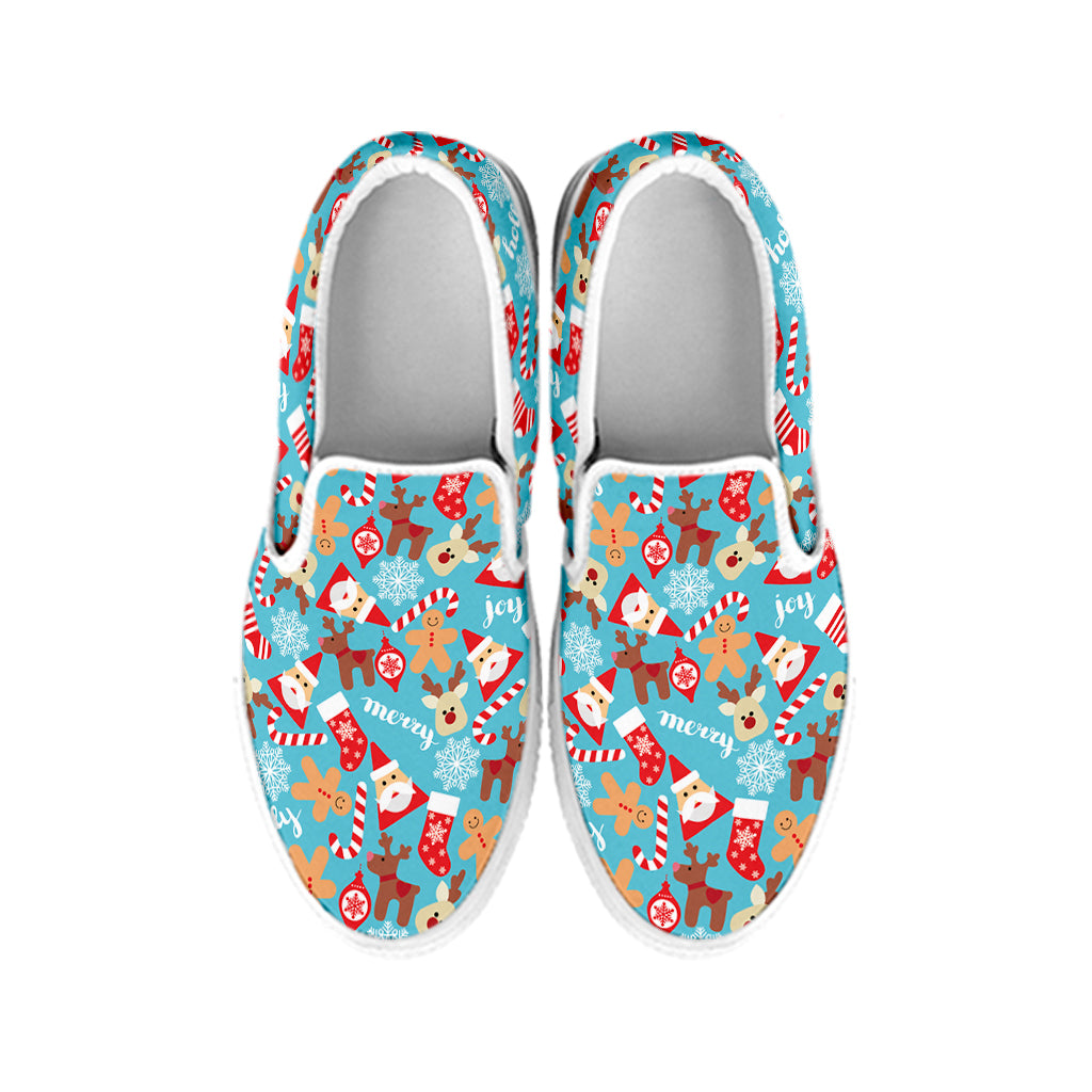 Cute Christmas Elements Pattern Print White Slip On Shoes