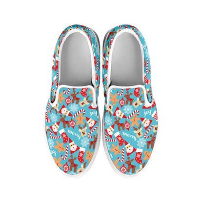 Cute Christmas Elements Pattern Print White Slip On Shoes