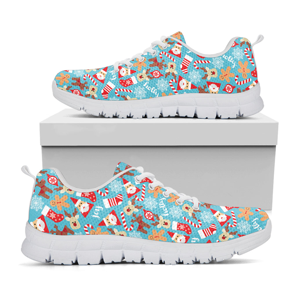 Cute Christmas Elements Pattern Print White Sneakers
