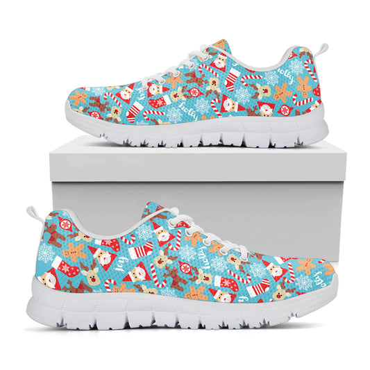 Cute Christmas Elements Pattern Print White Sneakers