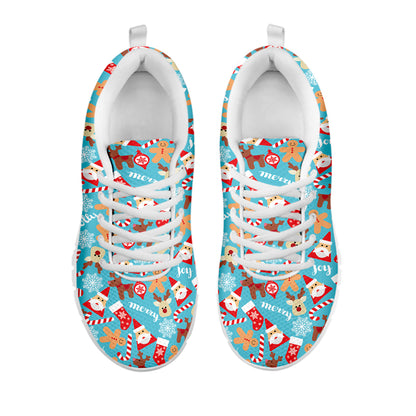 Cute Christmas Elements Pattern Print White Sneakers