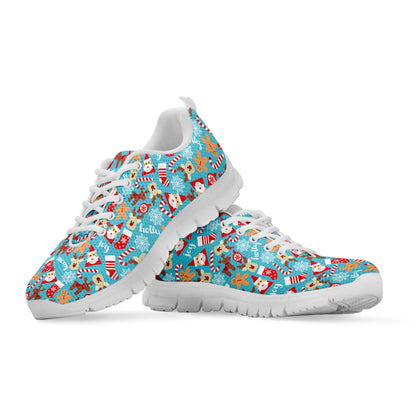Cute Christmas Elements Pattern Print White Sneakers