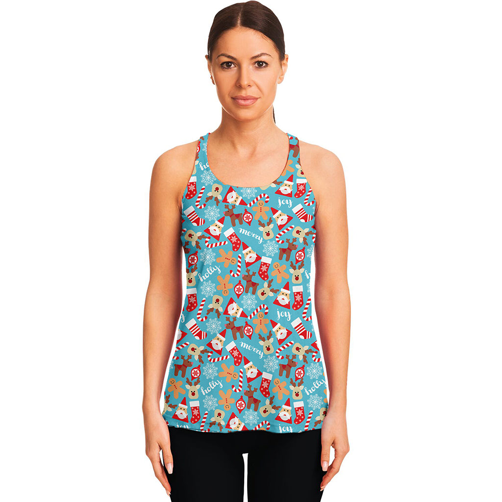 Cute Christmas Elements Pattern Print Women's Racerback Tank Top
