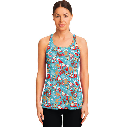 Cute Christmas Elements Pattern Print Women's Racerback Tank Top