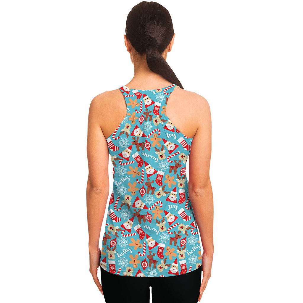 Cute Christmas Elements Pattern Print Women's Racerback Tank Top