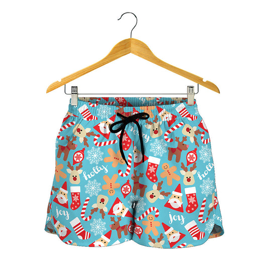Cute Christmas Elements Pattern Print Women's Shorts
