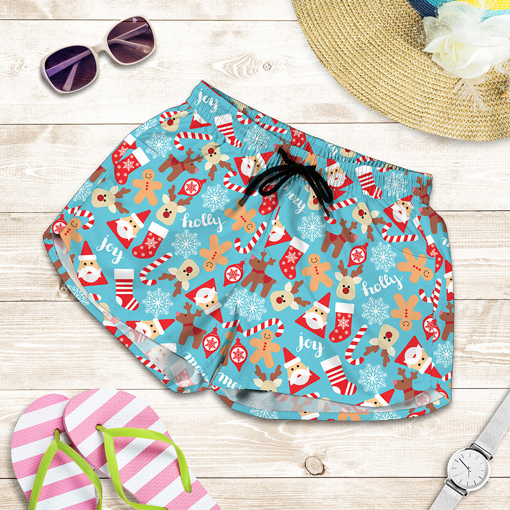 Cute Christmas Elements Pattern Print Women's Shorts