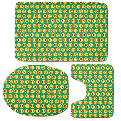 Cute Christmas Emoji Pattern Print 3 Piece Bath Mat Set