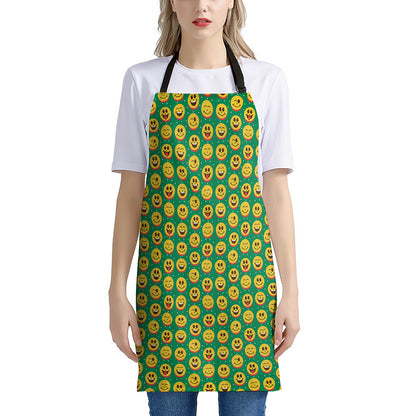 Cute Christmas Emoji Pattern Print Apron