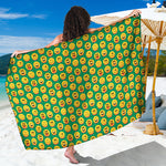 Cute Christmas Emoji Pattern Print Beach Sarong Wrap