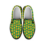 Cute Christmas Emoji Pattern Print Black Slip On Shoes