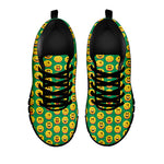 Cute Christmas Emoji Pattern Print Black Sneakers