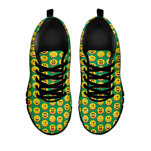 Cute Christmas Emoji Pattern Print Black Sneakers