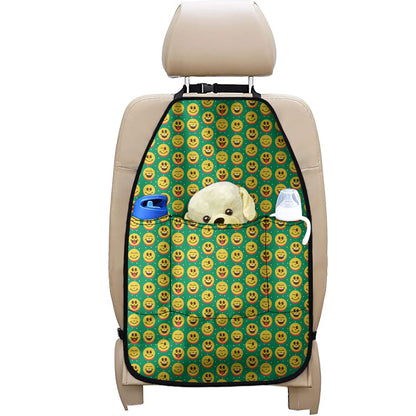 Cute Christmas Emoji Pattern Print Car Seat Organizers