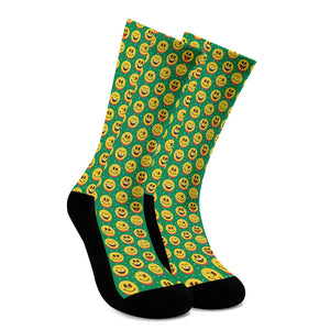 Cute Christmas Emoji Pattern Print Crew Socks