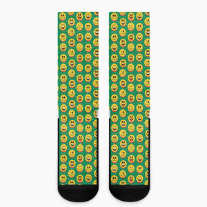 Cute Christmas Emoji Pattern Print Crew Socks