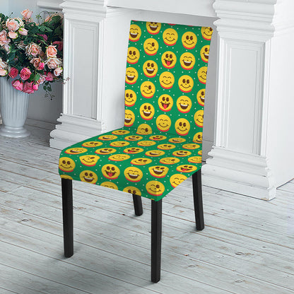Cute Christmas Emoji Pattern Print Dining Chair Slipcover